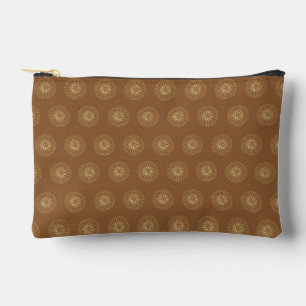 Pochette À Accessoires Mocha Médaillons de fleurs de zinnia dorées