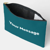 Pochette À Accessoires Modèle de message simple sarcelle foncé et blanc (Ouvrir)
