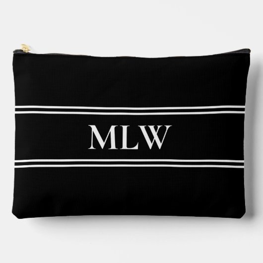Pochette À Accessoires Modèle de monogramme simple noir et blanc (Recto)