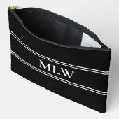 Pochette À Accessoires Modèle de monogramme simple noir et blanc (Ouvrir)