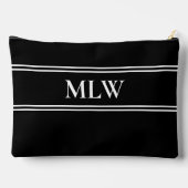 Pochette À Accessoires Modèle de monogramme simple noir et blanc (Verso)