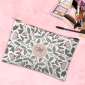 Pochette À Accessoires Modèle floral délicat Monogramme personnalisé