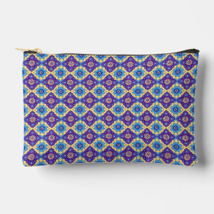 Pochette À Accessoires Modèle floral géométrique rétro-vibrant