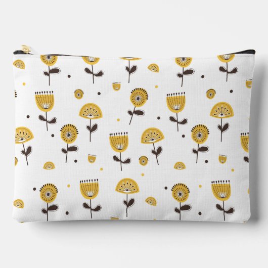 Pochette À Accessoires Modèle Floral Jaune Moderne Du Milieu Du Siècle (Recto)