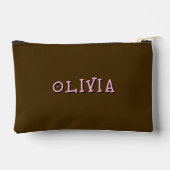 Pochette À Accessoires Modèle floral Nom personnalisé Brown (Verso)