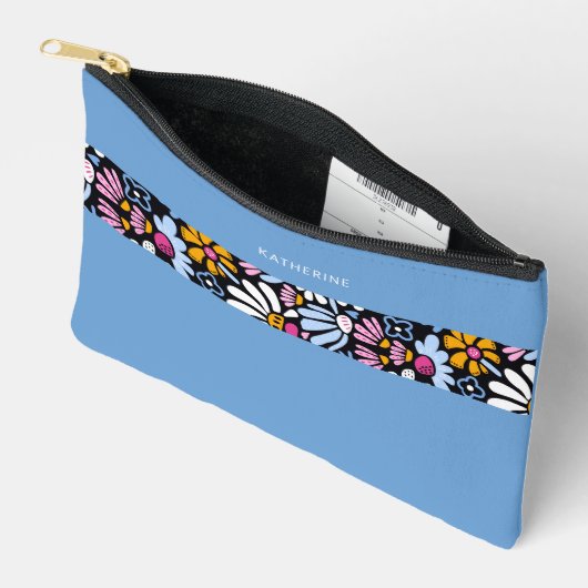 Pochette À Accessoires Modern Elegant Blue Floral Pattern (Ouvrir)