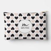 Pochette À Accessoires Moderne Blush rose noir Coeurs d'amour Monogramme (Verso)