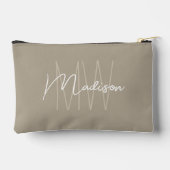 Pochette À Accessoires Moderne monogramme de nom écriture beige (Verso)
