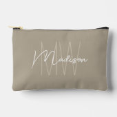 Pochette À Accessoires Moderne monogramme de nom écriture beige (Recto)