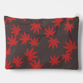 Pochette À Accessoires Moderne Monogramme Feuille d'Érable Rouge Grise (Verso)