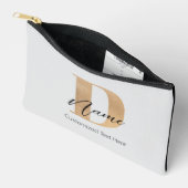 Pochette À Accessoires Moderne Monogramme Initiale D & Nom Personnalisé (Ouvrir)