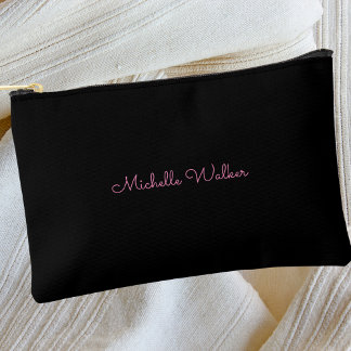 Pochette À Accessoires Moderne Tendance Élégant Noir Monogramme Élégant