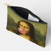 Pochette À Accessoires Mona Lisa soufflant de bulle rose (Ouvrir)
