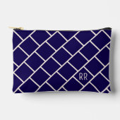 Pochette À Accessoires Monogram Beige & Navy Blue Stylish Trellis Pattern (Recto)