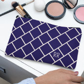 Pochette À Accessoires Monogram Beige & Navy Blue Stylish Trellis Pattern