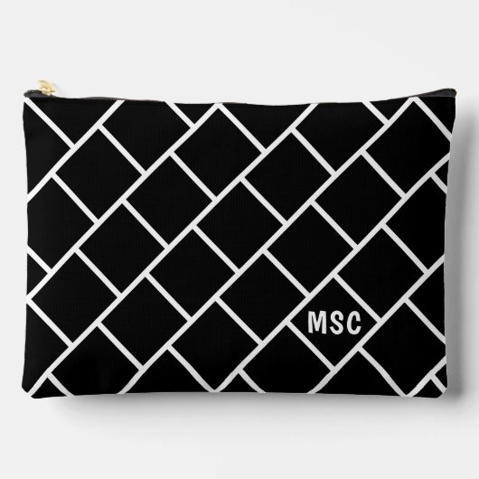Pochette À Accessoires Monogram, Black & White Stylish Trellis Pattern (Recto)