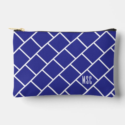 Pochette À Accessoires Monogram, Blue & White Stylish Trellis Pattern (Recto)