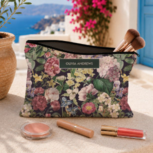 Pochette À Accessoires Monogramme à motif floral rose vintage noir