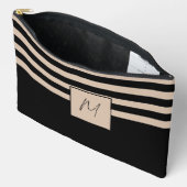 Pochette À Accessoires Monogramme à rayures simple moderne (Ouvrir)
