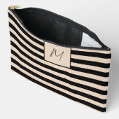 Pochette À Accessoires Monogramme à rayures simple moderne (Ouvrir)