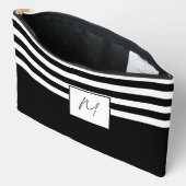 Pochette À Accessoires Monogramme à rayures simples modernes (Ouvrir)