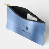 Pochette À Accessoires Monogramme bleu moderne (Ouvrir)