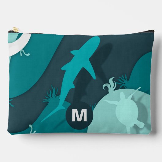 Pochette À Accessoires Monogramme d'art Abstrait cool requin et tortue (Recto)