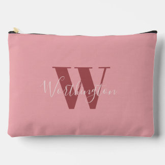 Pochette À Accessoires Monogramme de fille et nom rose roux