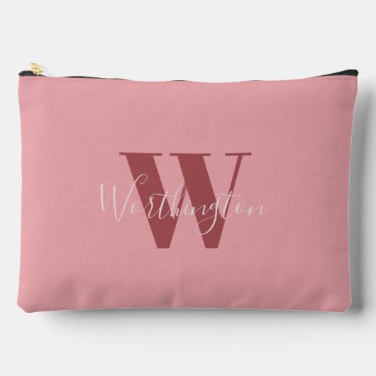 Pochette À Accessoires Monogramme de fille et nom rose roux (Recto)