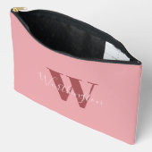 Pochette À Accessoires Monogramme de fille et nom rose roux (Ouvrir)