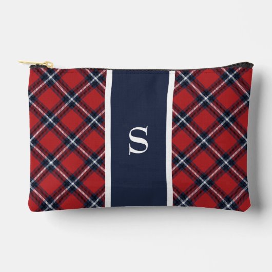 Pochette À Accessoires Monogramme de la marine Tartan rouge (Recto)