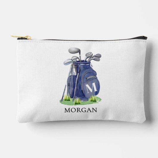 Pochette À Accessoires Monogramme de nom bleu marine de golf (Recto)