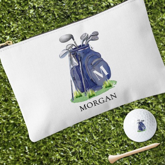 Pochette À Accessoires Monogramme de nom bleu marine de golf