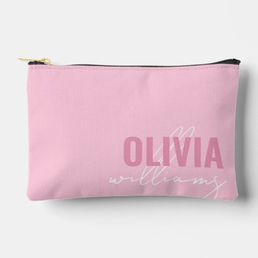 Pochette À Accessoires Monogramme de nom rose moderne (Recto)