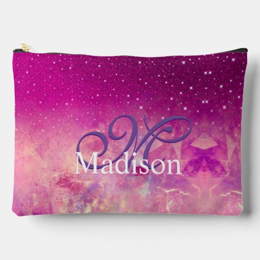 Pochette À Accessoires Monogramme de parties scintillant rose fuschsia so (Recto)