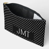Pochette À Accessoires Monogramme de points noirs et blancs simples (Ouvrir)