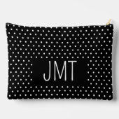 Pochette À Accessoires Monogramme de points noirs et blancs simples (Verso)