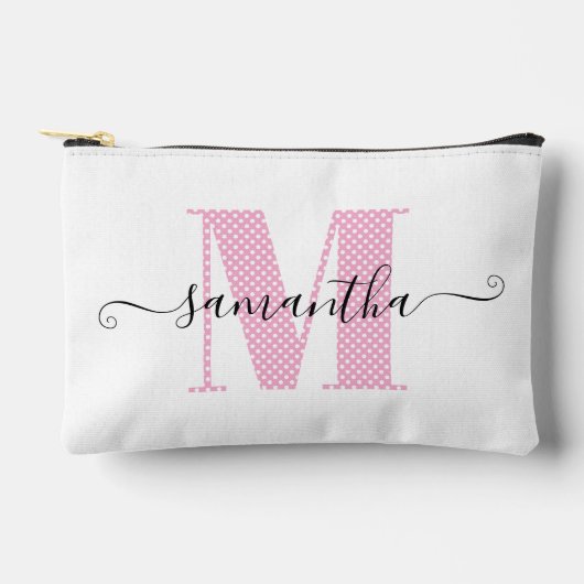 Pochette À Accessoires Monogramme de pois rose et blanc clair (Recto)