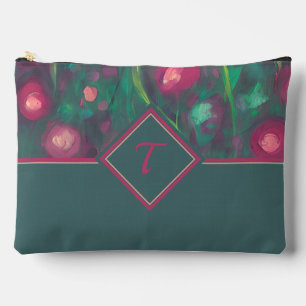 Pochette À Accessoires Monogramme de roses rouges atténuées abstraites