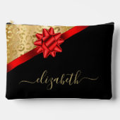Pochette À Accessoires Monogramme de script Gold Red Ribbon (Recto)