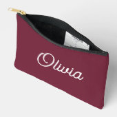 Pochette À Accessoires monogramme de script gras, rouge bordeaux (Ouvrir)