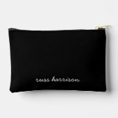 Pochette À Accessoires Monogramme de script noir moderne tendance (Verso)