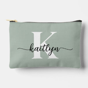 Pochette À Accessoires Monogramme de script vert Sage