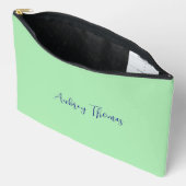 Pochette À Accessoires Monogramme de style manuscrit vert menthe moderne (Ouvrir)