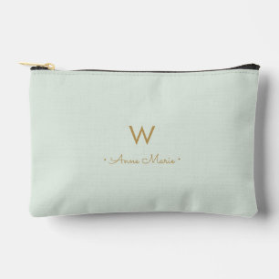 Pochette À Accessoires Monogramme de style moderne vert sauge or