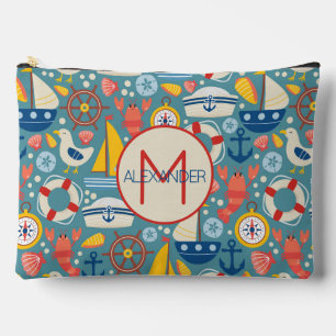 Pochette À Accessoires Monogramme de vie marine mignonne