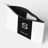 Pochette À Accessoires Monogramme deux tons moderne noir et blanc (Ouvrir)