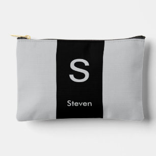 Pochette À Accessoires Monogramme deux tons moderne noir et gris