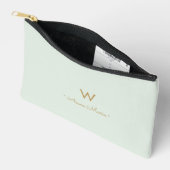 Pochette À Accessoires Monogramme d'or moderne Sage Green (Ouvrir)