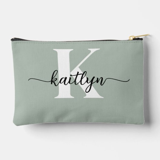 Pochette À Accessoires Monogramme écriture vert sauge (Verso)